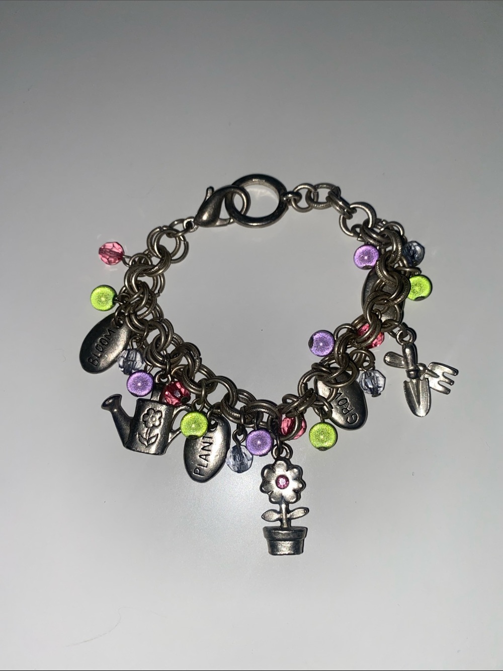 Garden Charm Bracelet - Pink, Purple & Lime Beads
